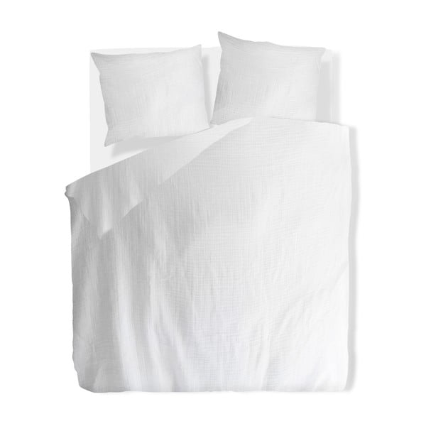 Fehér kétszemélyes muszlin ágyneműhuzat 200x200 cm Plain Muslin – Butter Kings-image-2