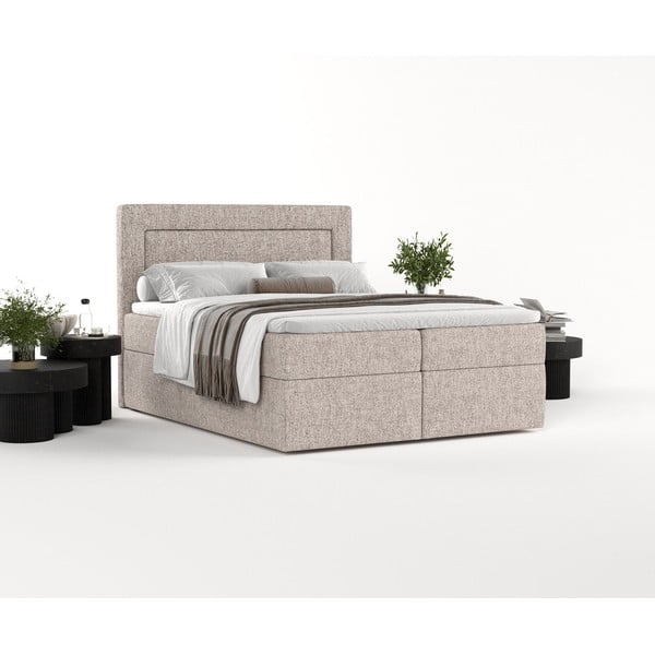 Világosbarna ágyneműtartós boxspring ágy 180x200 cm Imagine – Maison de Rêve-image-2