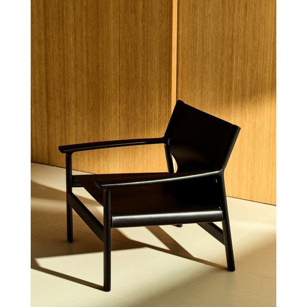 Fekete bőr fotel Jan – Kave Home-image-1