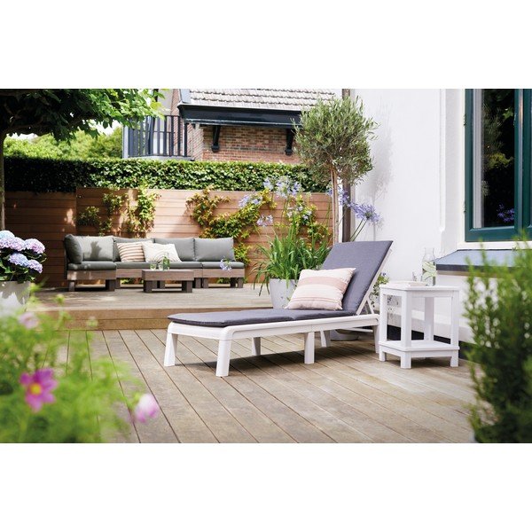 Világosszürke műanyag-párnázott állítható-összecsukható kerti napozóágy Atlas – Keter-image-1