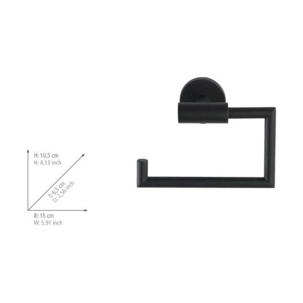 Matt fekete öntapadós rozsdamentes acél WC-papír tartó Bosio – Wenko-image-1