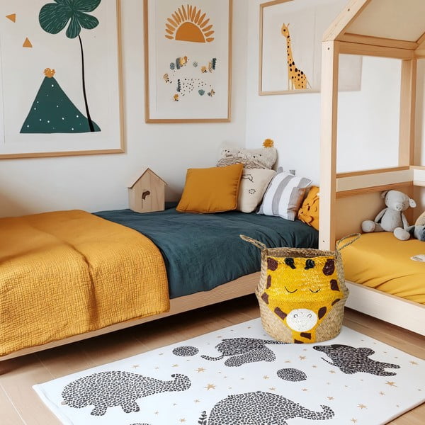 Sárga-natúr színű tengerifű játéktároló kosár ø 30x28 cm Giraffe – Compactor-image-1