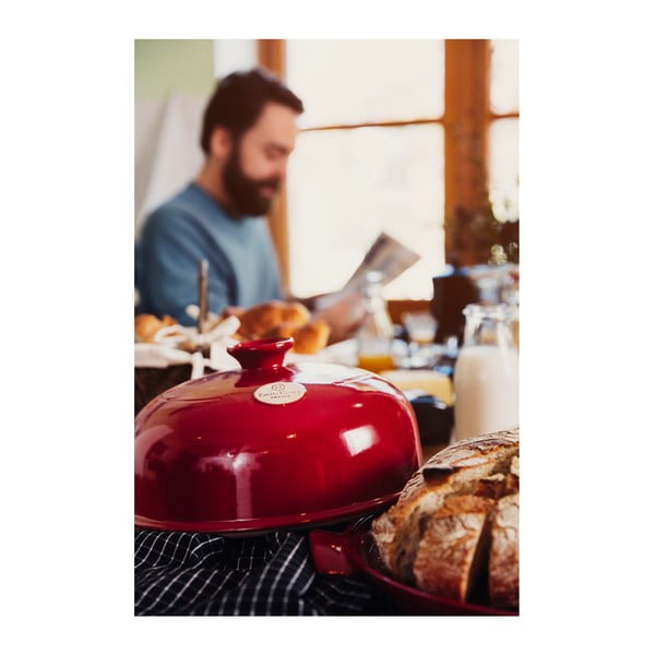 Piros kerek kerámia kenyérsütő forma - Emile Henry-image-1