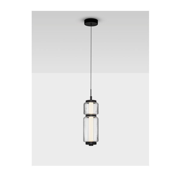 Matt fekete üveg LED függőlámpa ø 12 cm Liesa – Nova Luce-image-3