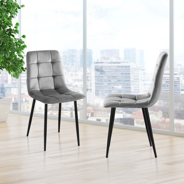 Szürke bársony étkezőszék szett 2 db-os Faffy – Tomasucci-image-4