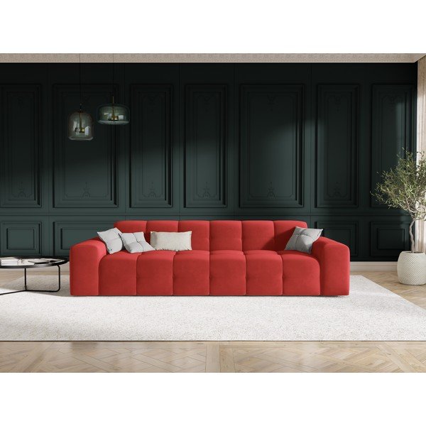 Piros bársony kanapé 255 cm Kendal – Micadoni Home-image-1
