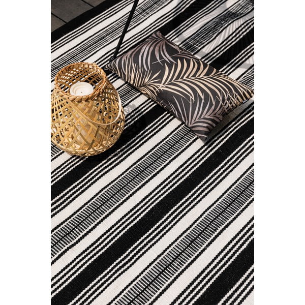 Zambezi fekete-fehér kétoldalas kültéri szőnyeg újrahasznosított műanyagból, 80 x 180 cm - Green Decore-image-4