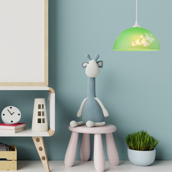 Zöld gyerek lámpa üveg búrával ø 30 cm Mariposa – LAMKUR-image-3