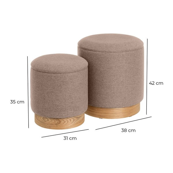 Világosbarna puff szett 2 db-os – Casa Selección-image-4