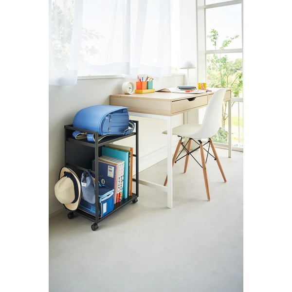 Fekete fém gurulós polcos állvány 42x60 cm Tower – YAMAZAKI-image-2