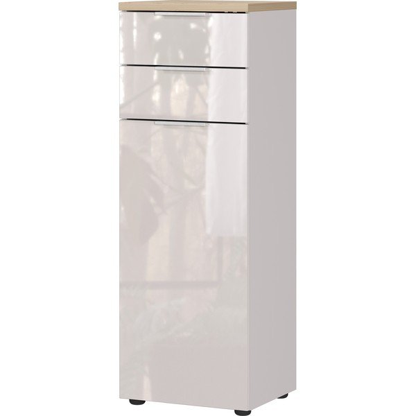 Krémszínű fényes magas-keskeny fürdőszoba szekrény 39x112 cm Tavira – Germania-image-2