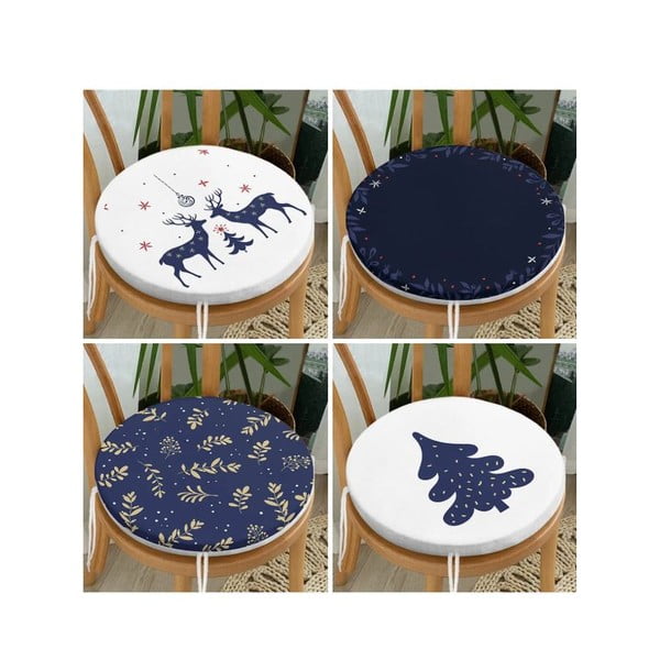 Székpárna szett karácsonyi mintával  4 db-os  ø 40 cm Blue Christmas – Mila Home-image-1