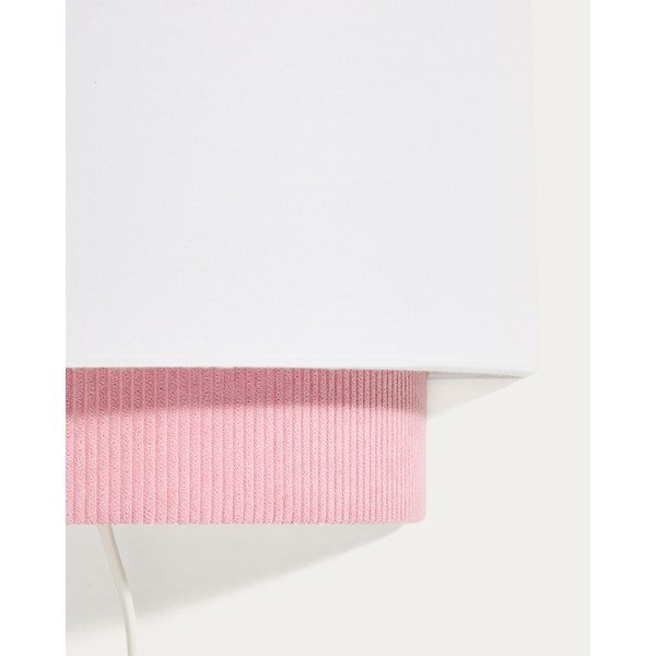 Fehér-világos rózsaszín gyerek lámpa textil búrával Bianella – Kave Home-image-2