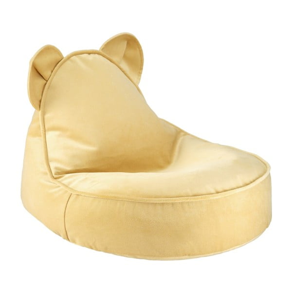 Sárga bársony gyerek babzsákfotel Bear – Wigiwama
