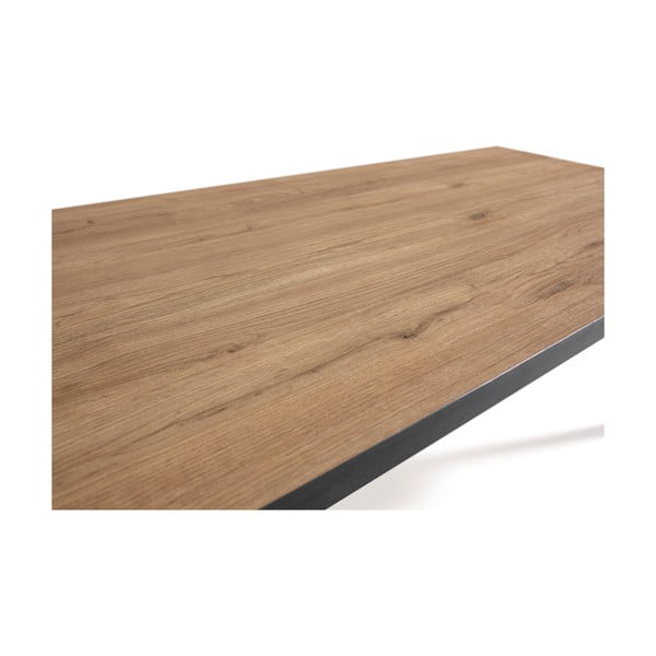 Fekete-natúr színű konzolasztal tölgyfa dekoros asztallappal 60x120 cm Sindi – Marckeric-image-4