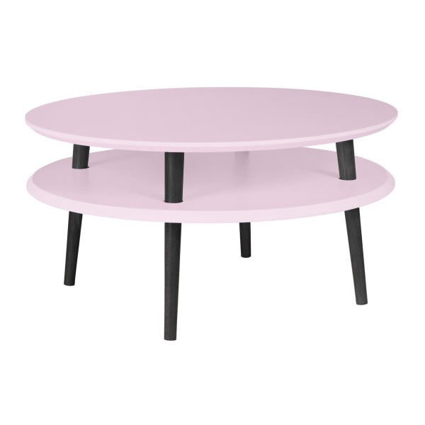 UFO világos rózsaszín dohányzóasztal fekete lábakkal, ⌀ 70 cm - Ragaba