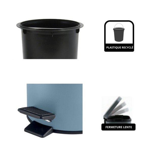 Világoskék acél pedálos szemetes 3 l   Adelar – Spirella-image-3