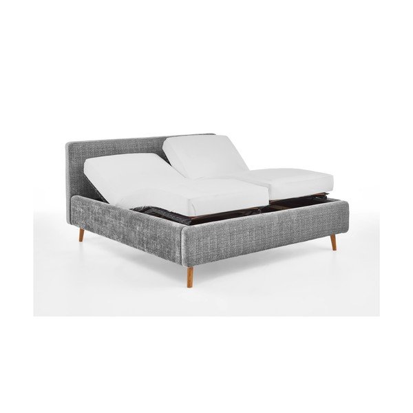 Világosszürke kárpitozott franciaágy ágyráccsal 180x200 cm Primavera – Meise Möbel-image-4