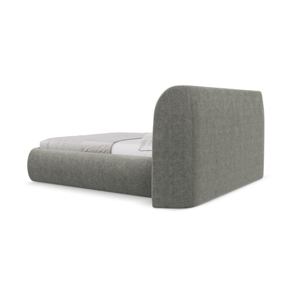 Szürke kárpitozott ágyneműtartós franciaágy ágyráccsal 140x200 cm Hauke – Makamii-image-4