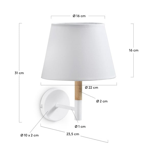 Moskov fehér fali lámpa - Kave Home-image-2