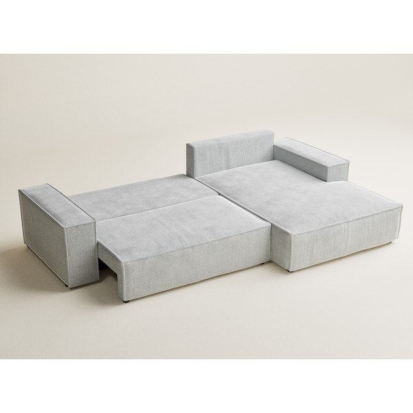 Világosszürke zsenília kinyitható-tárolóhelyes sarokkanapé (jobb oldali-heverő résszel) Maze – Maison de Rêve-image-4