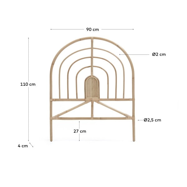 Natúr színű rattan ágytámla 90x110 cm Sundberg – Kave Home-image-2
