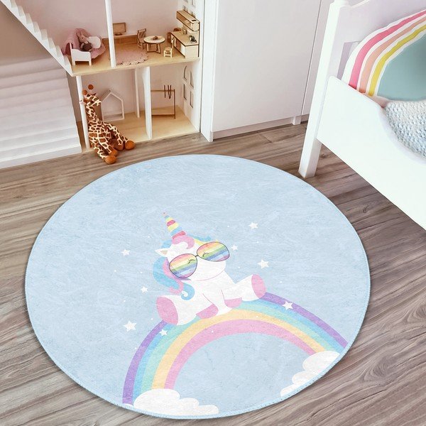 Világoskék gyerek szőnyeg ø 80 cm Comfort – Mila Home-image-3