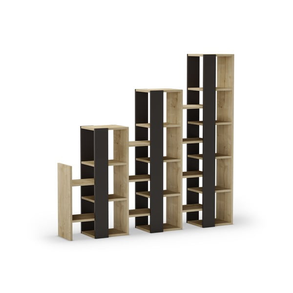 Fekete-natúr színű polcos állvány tölgyfa dekorral 158x151 cm Anissa – Marckeric-image-2