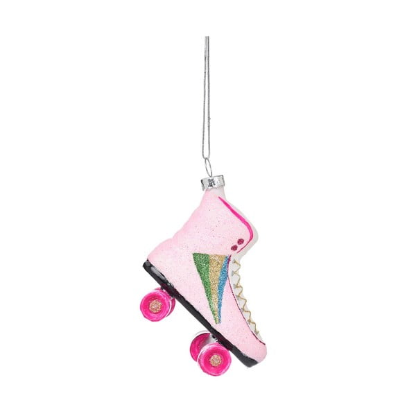 Üveg kézzel készített karácsonyfadísz 8 cm Retro Rollerskate – Sass & Belle