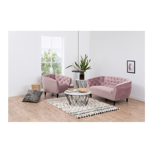 Ria púderrózsaszín bársony fotel - Actona-image-1