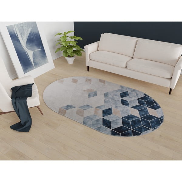 Fehér-kék mosható szőnyeg 60x100 cm – Vitaus-image-1