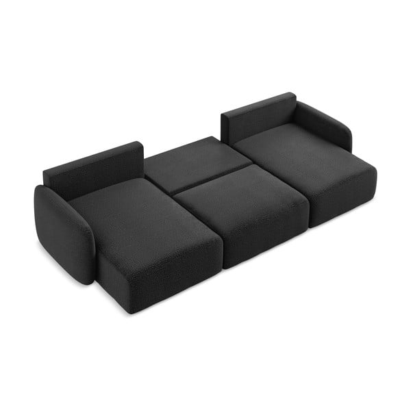 Fekete kinyitható-tárolóhelyes sarokkanapé Kalena – Makamii-image-4