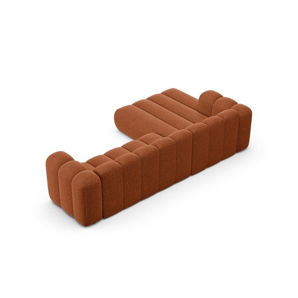 Téglavörös zsenília sarokkanapé (bal oldali-heverő résszel) Lupine – Micadoni -image-3