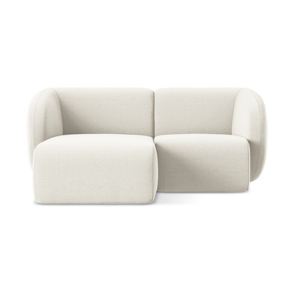 Bézs bársony sarokkanapé (bal oldali-heverő résszel) Lani – Makamii