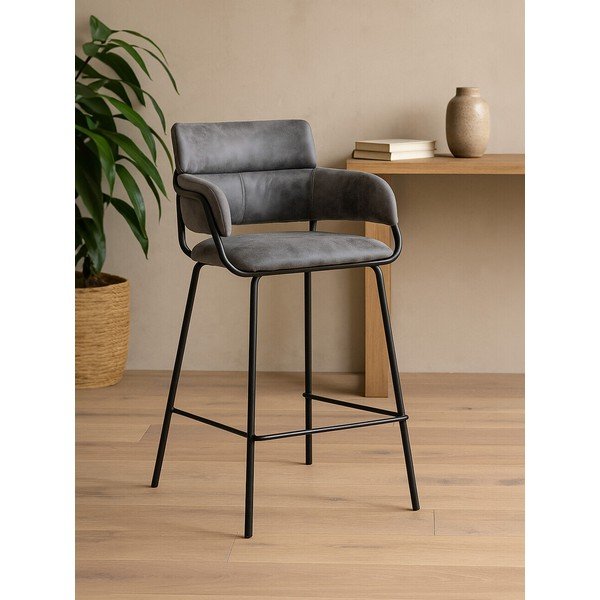 Fekete-szürke kárpitozott bárszék Tamzin – Premier Housewares-image-1