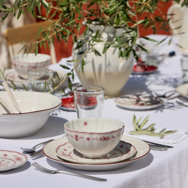 Piros-fehér desszertes kőedény tányér ø 21 cm Vila – Costa Nova-image-2