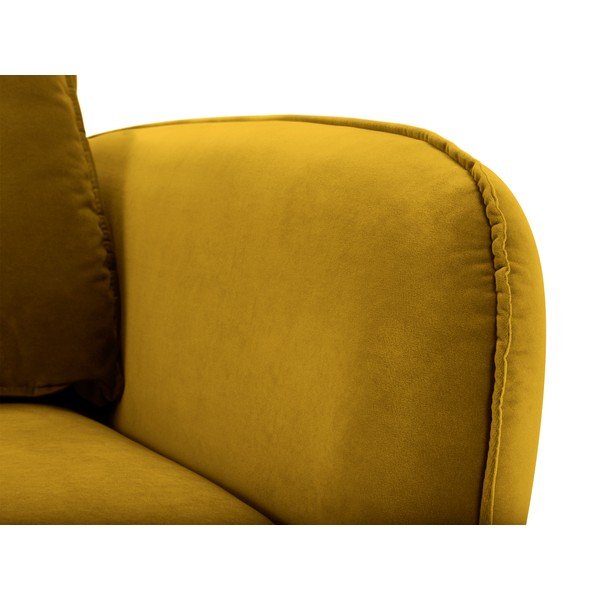 Lento sárga bársony fotel fekete lábakkal - Kooko Home-image-1