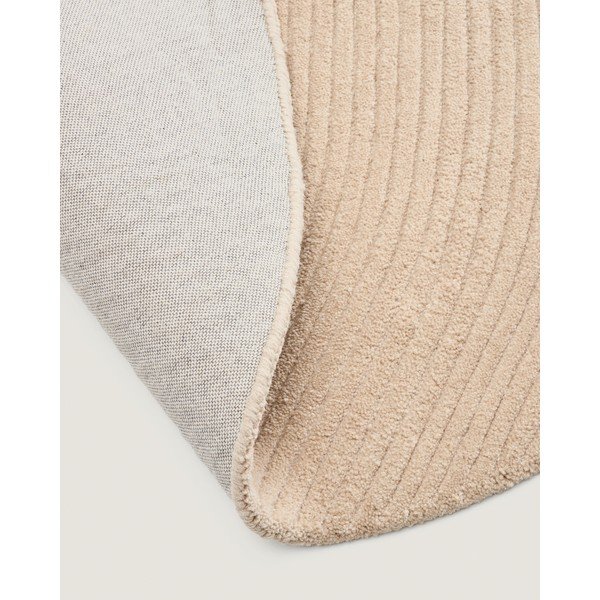 Krémszínű kézi szövésű gyapjú kerek szőnyeg ø 200 cm Domm – Kave Home-image-3