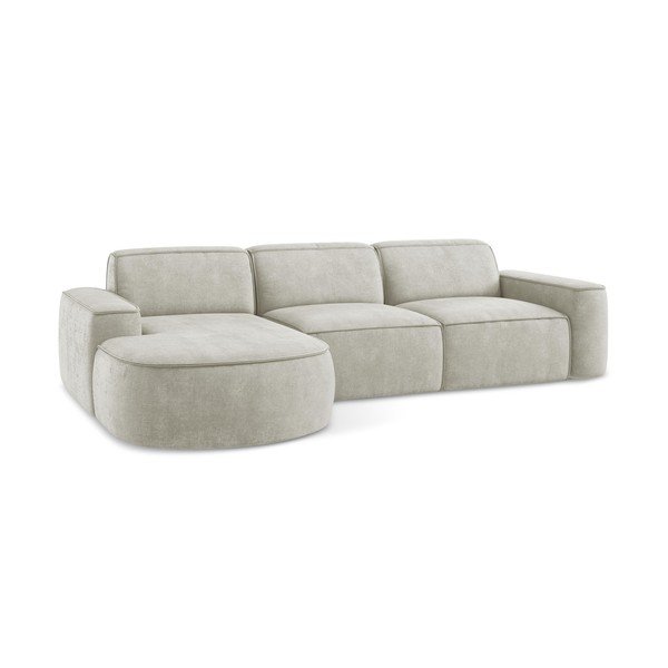 Krémszínű zsenília sarokkanapé (bal oldali-heverő résszel) Omao – Makamii-image-4