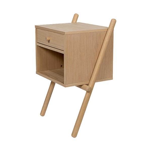 Natúr színű éjjeliszekrény tölgyfa dekorral Wiru – Woodman-image-3