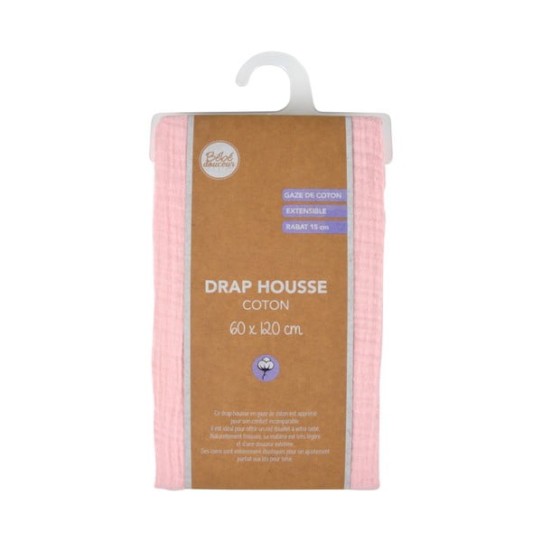 Gumis muszlin gyerek lepedő babaágyhoz 60x120 cm – Bébé Douceur-image-3