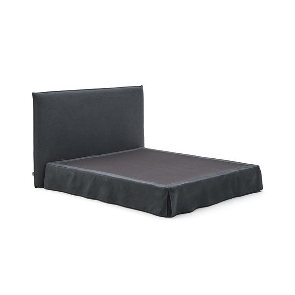 Antracitszürke kárpitozott franciaágy 180x200 cm Jaira – Kave Home