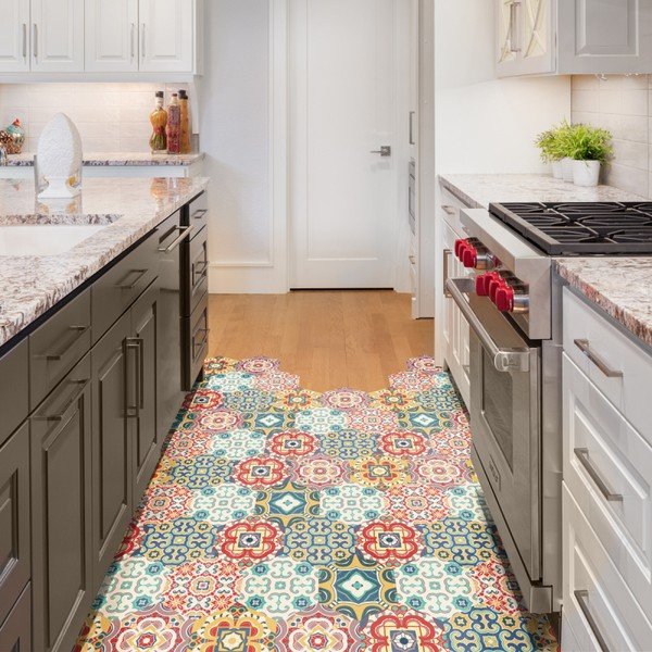 Floor Stickers Hexagons Lorena 10 db-os padlómatrica szett, 40 x 90 cm - Ambiance-image-1