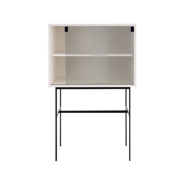 Szürkésbézs tálalószekrény tolóajtóval 70x109x40 cm Lekko – noo.ma-image-3