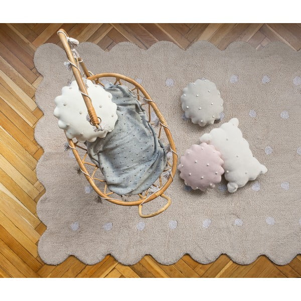 Bézs mosható kézi szövésű pamut gyerek szőnyeg 120x160 cm Biscuit Beige – Lorena Canals-image-1