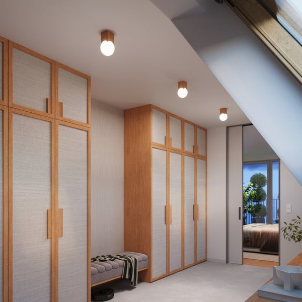 Natúr színű mennyezeti lámpa üveg búrával 12x12 cm Rayer – Sollux-image-4