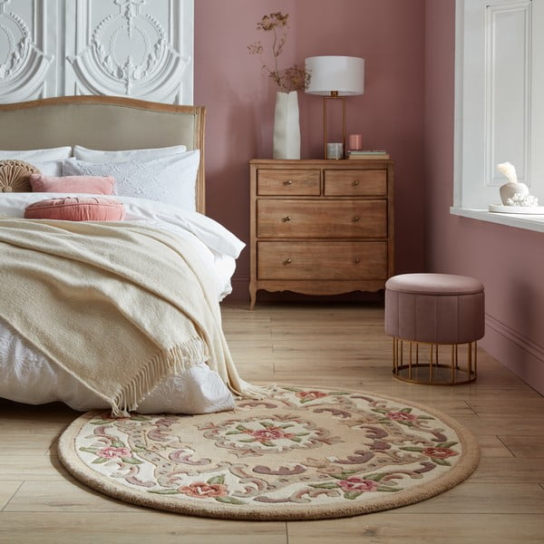 Aubusson bézs gyapjú szőnyeg, ⌀ 120 cm - Flair Rugs-image-1