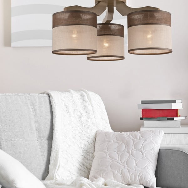 Sötétbarna mennyezeti lámpa textil búrával ø 16 cm Andrea – LAMKUR-image-1