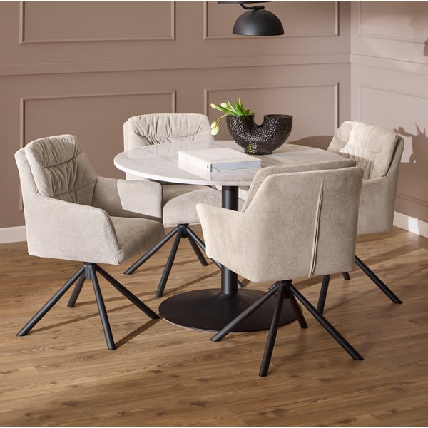 Bézs kárpitozott karfás étkezőfotel Alonso – Actona-image-1