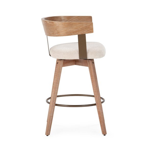 Krémszínű-natúr színű kárpitozott karfás bárszék szett 2 db-os Ilia – MOME-image-4